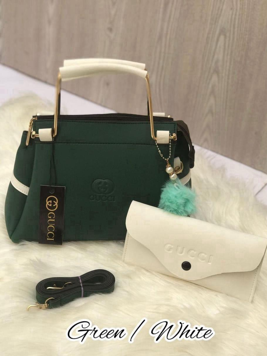 Stylish Women's Faux Leather Hand Bag - 2 Pcs