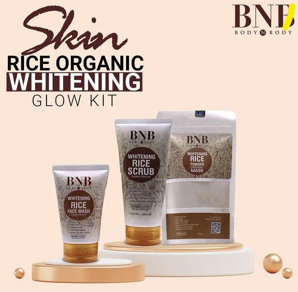 Skin Brightening Rice Facial Kit - Whitening and Exfoliating Set - 1 Pc